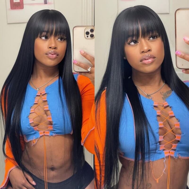 Lace Front Wigs With Bangs Straight